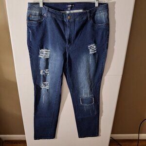 denim 24/7 Womens 16W Color Blue Denim Distressed Jeans